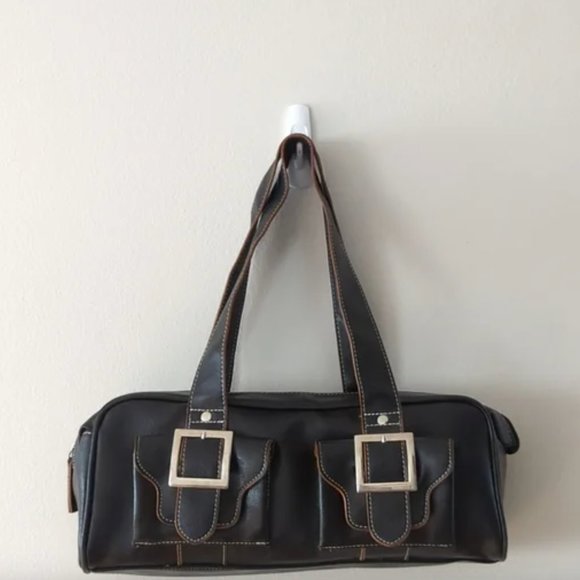 Y2K black leather shoulder bag by Spring - Picture 5 of 5